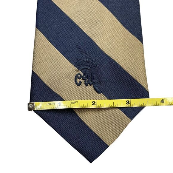VINTAGE WOOLF BROTHERS COUNTESS MARA TIE Navy Blue and Brown, PREOWNED - Picture 5 of 6